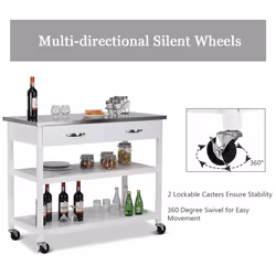 Kitchen Trolley Cart Rolling Island Cart Serving Cart Large Storage
