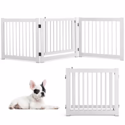 3 Panel Folding Pet Gate Pine Wood Freestanding Indoor Pet Enclosure