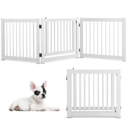 3 Panel Folding Pet Gate Pine Wood Freestanding Indoor Pet Enclosure