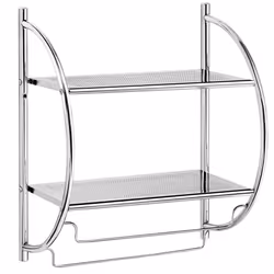 2-Tier Storage Shelf Steel Towel Rack Wall Mounted Shelving Unit