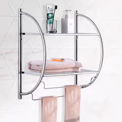 2-Tier Storage Shelf Steel Towel Rack Wall Mounted Shelving Unit