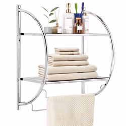 2-Tier Storage Shelf Steel Towel Rack Wall Mounted Shelving Unit