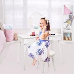 Kids Vanity Makeup Table Set Princess Vanity Table  Chair Set Dresser