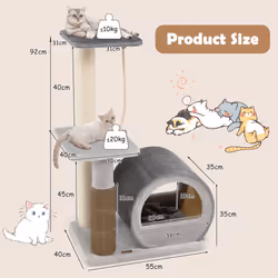 Multi-level Cat Tree Tower Modern Cat Tree Condo w/Top Perch Grey