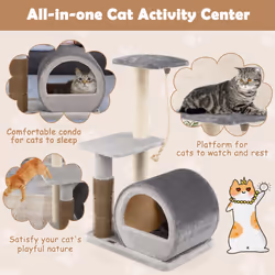 Multi-level Cat Tree Tower Modern Cat Tree Condo w/Top Perch Grey
