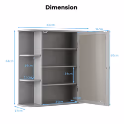 Mirrored Bathroom Cabinet Wall-mounted Storage Cabinet w/ Shelves