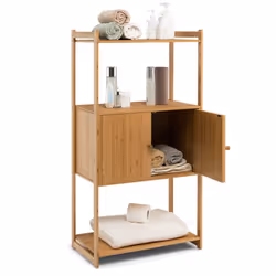 2 Tier Bamboo Bathroom Storage Cabinet Freestanding Cupboard