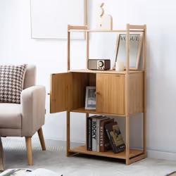 2 Tier Bamboo Bathroom Storage Cabinet Freestanding Cupboard