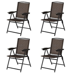 Set of 4 Patio Folding Chairs Garden Deck Lounge Armchairs Adjustable