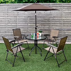 Set of 4 Patio Folding Chairs Garden Deck Lounge Armchairs Adjustable