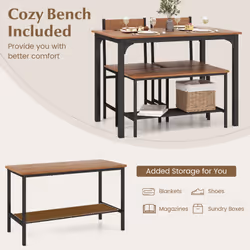 4-Piece Modern Dining Table Chair Set Industrial Gathering Table Set