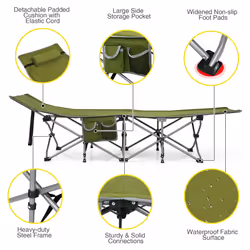 Folding Camping Cot Heavy-Duty Outdoor Cot Bed Portable Sleeping Cot