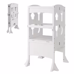Kids' Kitchen Step Stool Wooden Folding Toddler Standing Safety Tower