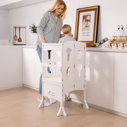 Kids' Kitchen Step Stool Wooden Folding Toddler Standing Safety Tower