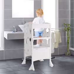 Kids' Kitchen Step Stool Wooden Folding Toddler Standing Safety Tower