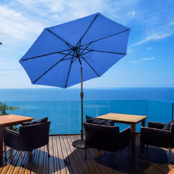 3m Solar Powered LED Lighted Patio Umbrella Table Market Umbrella