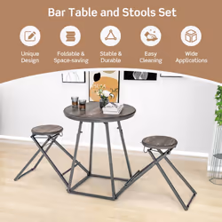 3-Piece Round Table and Stool Set Modern Table and Chairs Set for 2
