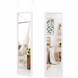 Full Length Mirror Door Wall Mounted Dressing Mirror w/ Hanging Hooks