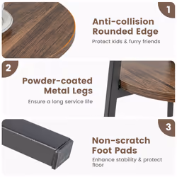 Round End Table 2-Tier Bedside Table Versatile Retro Accent Table