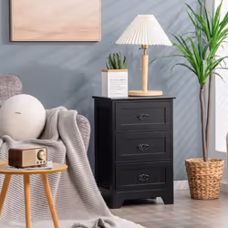 3-Drawer Bedside Table Vintage Nightstand Accent Table Sofa Side Table