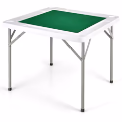 88 cm Folding Mahjong Table Camping Poker Table W/ Cup Holders Chip Grooves