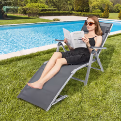 Outdoor Aluminum Chaise Lounge Chair Patio Folding Chaise Pool Lounger