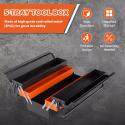 5- Tray Folding Tool Box Organizer Garage Household Tool Storage Chest