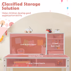 Kids Desk and Chair Set with Wooden Children Study Table and Kid Chair