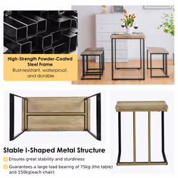 4-Piece Dining Table Set Kitchen Table Space-Saving Breakfast Table