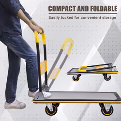 Folding Push Cart Dolly Moving Hand Truck Rolling Flatbed Cart Truck