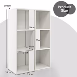 3-tier Bookshelf Asymmetric Display Shelf Utility Storage Organizer