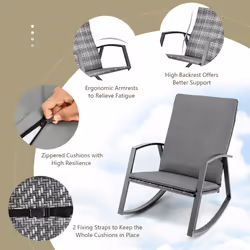 3 Pieces Patio furniture Set  Outdoor PE Rattan Conversation Set