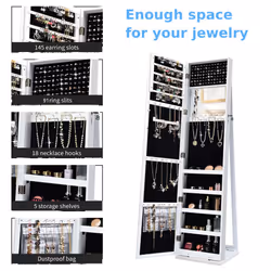 Jewelry Cabinet Free Standing  Armoire 2-in-1 Lockable Jewel Organizer