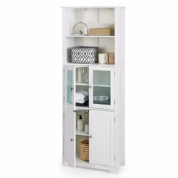 Tall Bathroom Storage Cabinet Freestanding Kitchen Pantry Cupboard