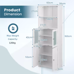 Tall Bathroom Storage Cabinet Freestanding Kitchen Pantry Cupboard