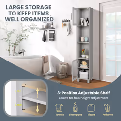 Tall Bathroom Storage Cabinet Freestanding Slim Tower Cabinet
