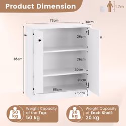 2-Door Storage Cabinet Modern Accent Cabinet Storage Organizer