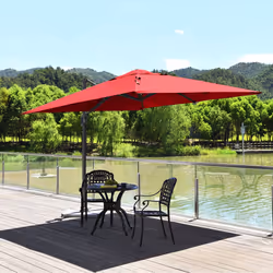 10FT Patio Cantilever Umbrella Aluminum Hanging Square Umbrella