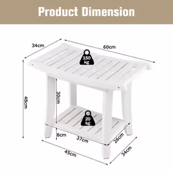 Shower Bench Waterproof Bath Spa Shower Stool Versatile Storage Bench