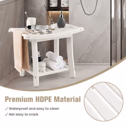 Shower Bench Waterproof Bath Spa Shower Stool Versatile Storage Bench