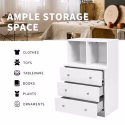 3 Drawers  with 2 Cubbies Chest Dresser Organizer Storage Dresser