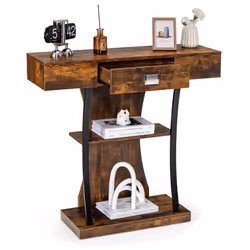 T-Shaped Console Table Behind Couch Table Modern Foyer Accent Table