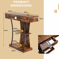T-Shaped Console Table Behind Couch Table Modern Foyer Accent Table