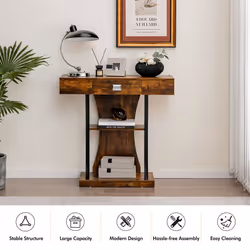 T-Shaped Console Table Behind Couch Table Modern Foyer Accent Table