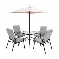 6 Pieces Patio Dining Outdoor Furniture Set Stackable Garden Chairs