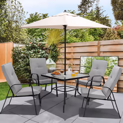6 Pieces Patio Dining  Outdoor Furniture Set  Stackable Garden Chairs