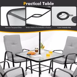 6 Pieces Patio Dining  Outdoor Furniture Set  Stackable Garden Chairs
