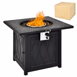 50,000 BTU Square Propane Firepit Gas Outdoor Fire Pit Table Black