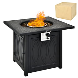 50,000 BTU Square Propane Firepit Gas Outdoor Fire Pit Table Black