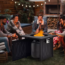 50,000 BTU Square Propane Firepit Gas Outdoor Fire Pit Table Black